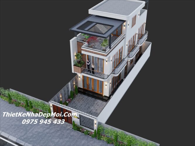 Hồ sơ xây dựng nhà 2 tầng 1 tum đẹp hiện đại vợ chồng chị Hồng Nhung Nhà 2 tầng 1 tum đẹp mái bằng có sân vườn thông thoáng hiện đại chi phí khoảng 1.8 tỷ năm 2026