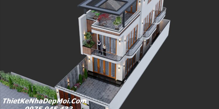 Hồ sơ xây dựng nhà 2 tầng 1 tum đẹp hiện đại vợ chồng chị Hồng Nhung Nhà 2 tầng 1 tum đẹp mái bằng có sân vườn thông thoáng hiện đại chi phí khoảng 1.8 tỷ năm 2026