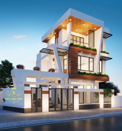 Hồ sơ xây dựng nhà 2 tầng 1 tum đẹp hiện đại vợ chồng chị Hồng Nhung Nhà hai tầng một tum đẹp phong cách hiện đại có sân thượng