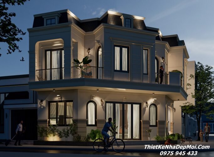 Khám phá mẫu thiết kế nhà góc 3 mặt tiền kiểu Pháp ông Bùi Hữu Hoà Kiến trúc nhà lô góc phố 2 tầng kiểu Pháp 3 mặt tiền
