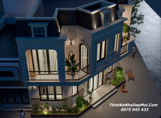 Khám phá mẫu thiết kế nhà góc 3 mặt tiền kiểu Pháp ông Bùi Hữu Hoà Kiểu nhà phố đẹp phong cách châu âu 2.5 tầng có 3 mặt tiền xéo góc