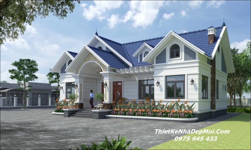 Bản vẽ nhà trệt sân vườn cấp 4 4 phòng ngủ ở quê 160m2 