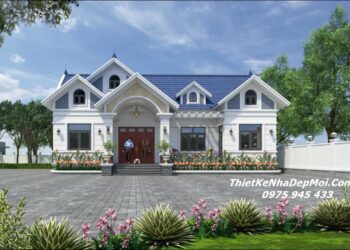 Bản vẽ nhà 1 tầng mái Thái 4 phòng ngủ 1 phòng thờ khoảng 1 tỷ