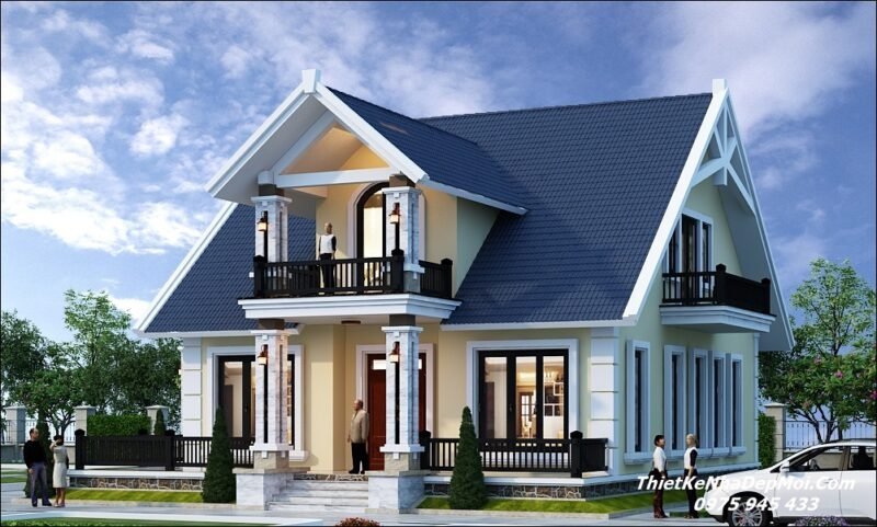 Mẫu nhà vườn có gác lửng đẹp 180m2 
