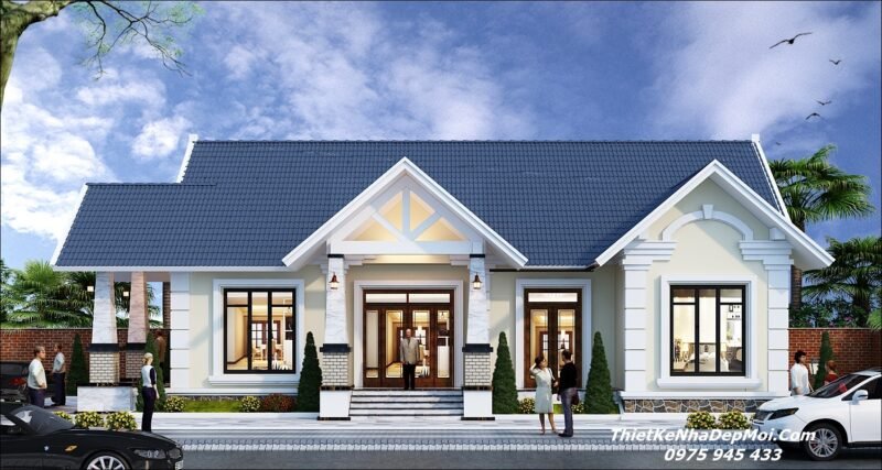 Mẫu nhà trệt 2 mặt tiền mái Thái có sân vườn đẹp hiện đại 2026 - 2027 4 phòng ngủ 