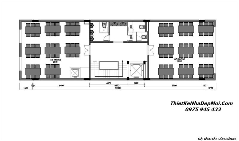 Bản vẽ thiết kế nhà nghỉ 6 tầng có thang máy chị Ngọc Thuỷ Bản vẽ thiết kế nhà nghỉ mini 7x20m tầng lầu 6 tầng