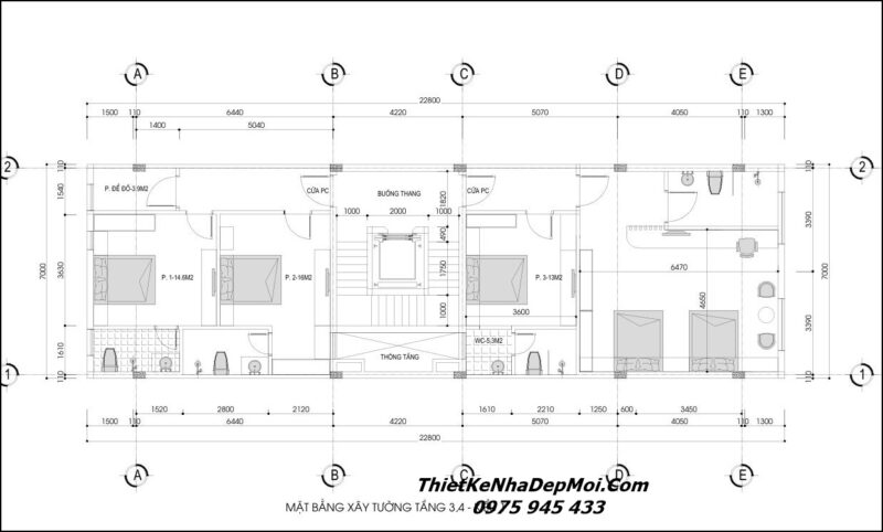 Bản vẽ thiết kế nhà nghỉ 6 tầng có thang máy chị Ngọc Thuỷ Bản vẽ kiến trúc nhà nghỉ bình sân tiêu chuẩn 3 sao hiện đại mới nhất 7x20m