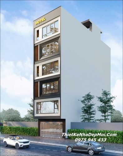 Bản vẽ thiết kế nhà nghỉ 6 tầng có thang máy chị Ngọc Thuỷ Mẫu nhà nghỉ bình dân 6 tầng mặt tiền 7m dài 20m