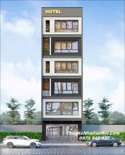 Bản vẽ thiết kế nhà nghỉ 6 tầng có thang máy chị Ngọc Thuỷ Thiết kế nhà nghỉ 150m2 hiện đại 6 tầng