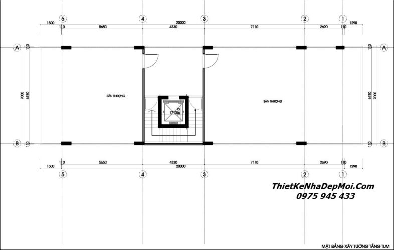 Bản vẽ thiết kế nhà nghỉ 6 tầng có thang máy chị Ngọc Thuỷ Bản vẽ nhà nghỉ mini 6 tầng 7x20m