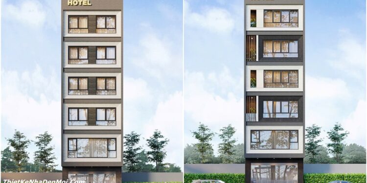 Bản vẽ thiết kế nhà nghỉ 6 tầng có thang máy chị Ngọc Thuỷ Nhà nghỉ 7x20m 6 tầng hiện đại mới 2026 - 2027