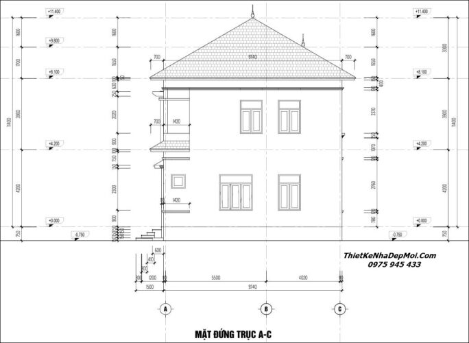 Mẫu nhà 2 tầng mái nhật 4 phòng ngủ 1 phòng thờ Anh Ngân Thiết kế nhà mái Nhật rộng 10m dài sâu 14m