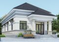 Thiết kế nhà trệt cấp 4 sân vườn ở quê 3 phòng ngủ 1 phòng thờ 9x17m