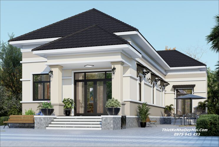 Điểm danh những mẫu nhà mái Nhật đẹp ở quê HOT nhất xu hướng 2026 - 2027 Kiểu nhà cấp 4 hình chữ L mái Nhật ở quê