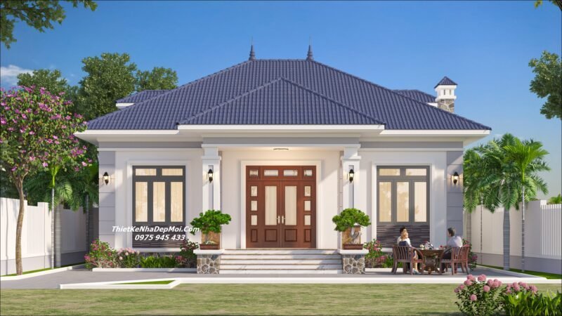 Điểm danh những mẫu nhà mái Nhật đẹp ở quê HOT nhất xu hướng 2026 - 2027 Mẫu nhà 3 gian hiện đại mái Nhật chú Chiến thiết kế có 3 phòng ngủ 1 phòng thờ 150m2