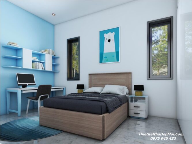 Mẫu nội thất nhà đẹp cấp 4 tối giản không gian hiện đại chị Ngân Nội thất nhà đẹp cấp 4 diện tích 6x20m phong cách hiện đại tối giản