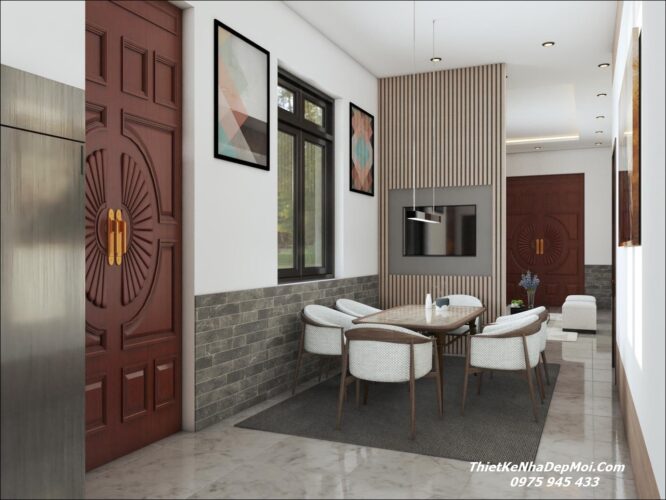 Mẫu nội thất nhà đẹp cấp 4 tối giản không gian hiện đại chị Ngân Thiết kế nội thất nhà cấp 4 đẹp 6x20m
