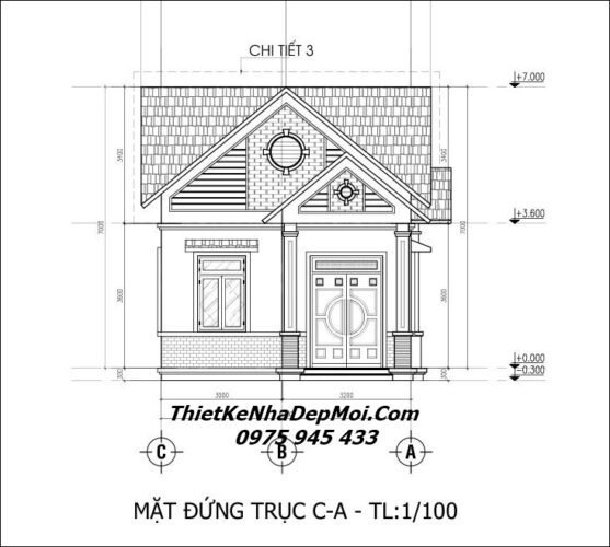 Mẫu nội thất nhà đẹp cấp 4 tối giản không gian hiện đại chị Ngân Bản vẽ xây nhà cấp 4 đẹp mái Thái diện tích 6x20m 3 phòng ngủ 1 phòng thờ - Autocad