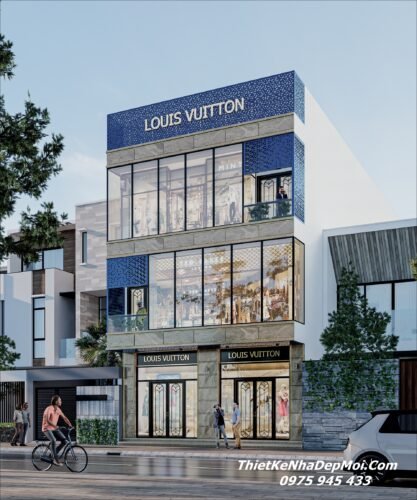 Mẫu thiết kế Shop thời trang ấn tượng giá rẻ đẹp Louis Vuitton Mẫu thiết kế nhà phố lắp ghép đẹp 3 tầng vừa ở vừa kinh doanh mặt tiền 7m