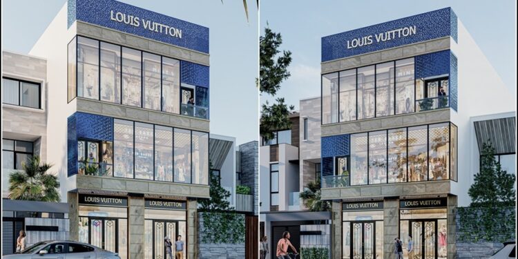 Mẫu thiết kế Shop thời trang ấn tượng giá rẻ đẹp Louis Vuitton Thiết kế shop kinh doanh 84m2 giá rẽ