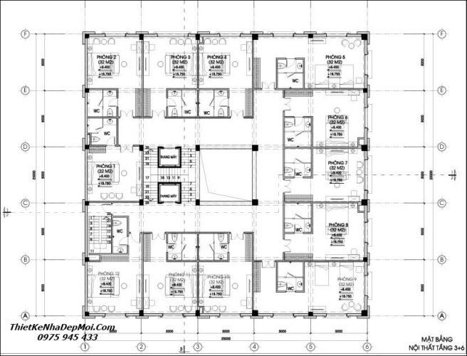Bản vẽ thiết kế khách sạn tân cổ điển đẹp Hoà Phát phong cách kiểu Pháp Mặt bằng khách sạn 5 sao tân cổ điển thiết kế có 72 phòng nghỉ