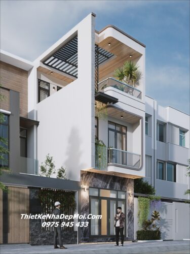 Mẫu nhà 3 tầng đẹp mặt tiền 3.5m thiết kế tinh tế ấn tượng mới 2026 - 2027 Thiết kế nhà mặt tiền 3.5m hiện đại