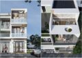 Bản vẽ thiết kế nhà xinh 60m2 3 tầng đẹp thông thoáng hiện đại có giếng trời 4 phòng ngủ mặt phố 3.5m giá rẻ