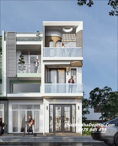 Mẫu nhà 3 tầng đẹp mặt tiền 3.5m thiết kế tinh tế ấn tượng mới 2026 - 2027 Kiểu nhà ống rộng 3.5m 3 tầng phong cách hiện đại 1 trệt 2 lầu