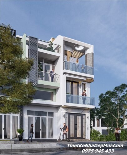 Mẫu nhà 3 tầng đẹp mặt tiền 3.5m thiết kế tinh tế ấn tượng mới 2026 - 2027 Mẫu nhà 3 tầng có sân thượng đẹp mặt tiền rộng 3.5m