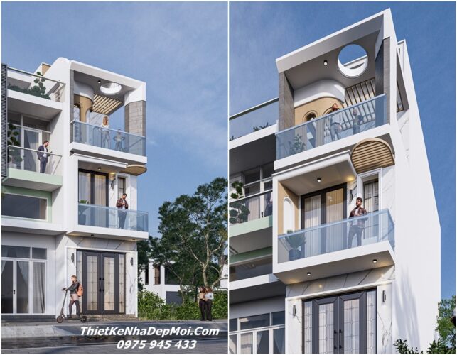 Mẫu nhà 3 tầng đẹp mặt tiền 3.5m thiết kế tinh tế ấn tượng mới 2026 - 2027 Mẫu thiết kế nhà ống rộng 3.5m mặt tiền 1 trệt 2 lầu 60m2