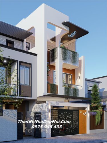 Mẫu nhà mặt tiền đẹp 6m hiện đại 1 trệt 2 lầu Mrs Nhã Thanh Mẫu nhà ống rộng 6m 3 tầng mái bằng không gian mở