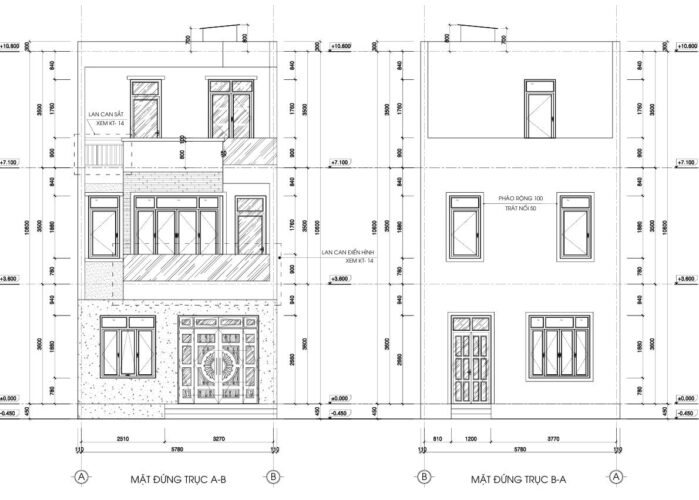 Mẫu nhà mặt tiền đẹp 6m hiện đại 1 trệt 2 lầu Mrs Nhã Thanh Bản vẽ xây dựng nhà ống 3 tầng mặt tiền rộng 6m dài 20m