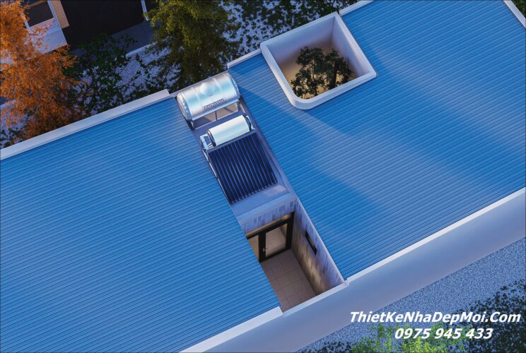 Mẫu thiết kế nhà ống 1 tầng có giếng trời có cây xanh trong nhà Mẫu nhà cấp 4 đẹp 6x18m mái tôn có giếng trời