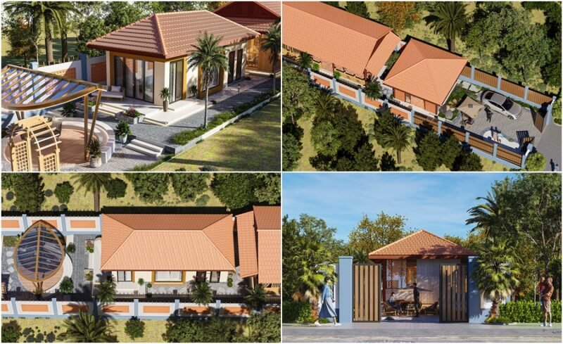 Mẫu nhà vườn 10x20m mái ngói đẹp cấp 4 