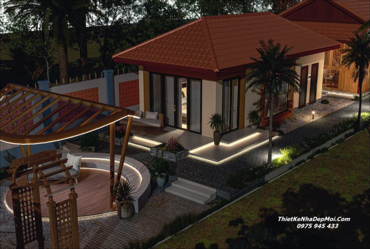 Thiết kế Resort mini đẹp cấp 4 có sân vườn trước và sau nhà 