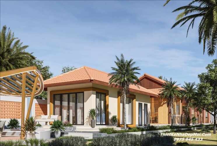 Bản vẽ xây nhà vườn cấp 4 đẹp diện tích 6x20m 