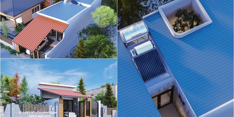Mẫu thiết kế nhà ống 1 tầng có giếng trời có cây xanh trong nhà Thiết kế nhà nhỏ đẹp có giếng trời